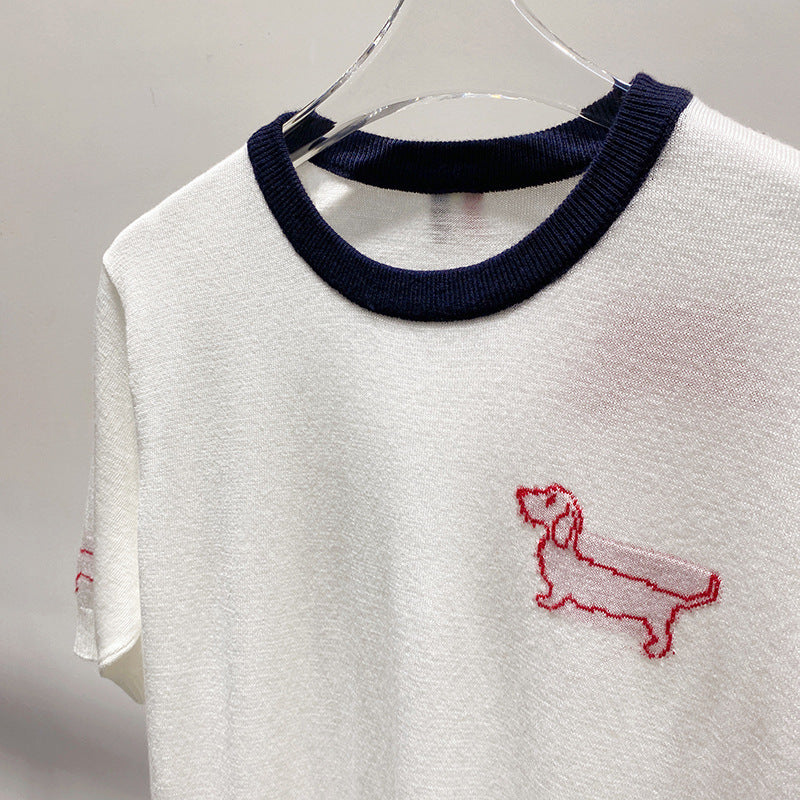 Thom BrowneWomen's Embroidered Cotton Sweater - Japanese Craftsmanship