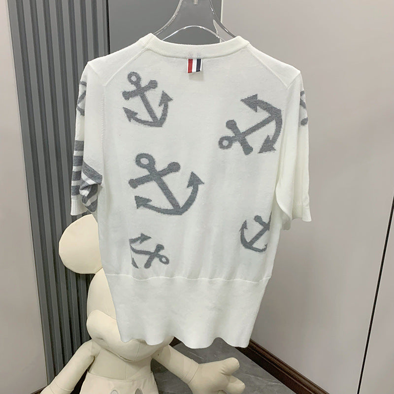 Thom BrowneWomen's Anchor Motif Cotton Sweater - Japanese Craftsmanship