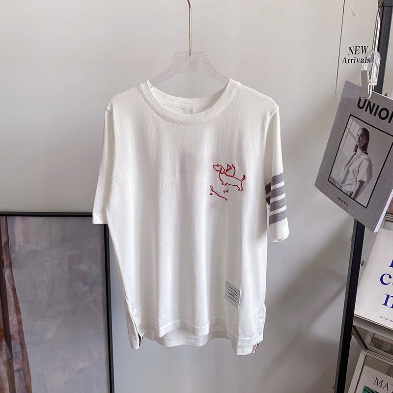 Thom BrowneWomen's Cartoon Graphic Cotton T-Shirt - Japanese Craftsmanship