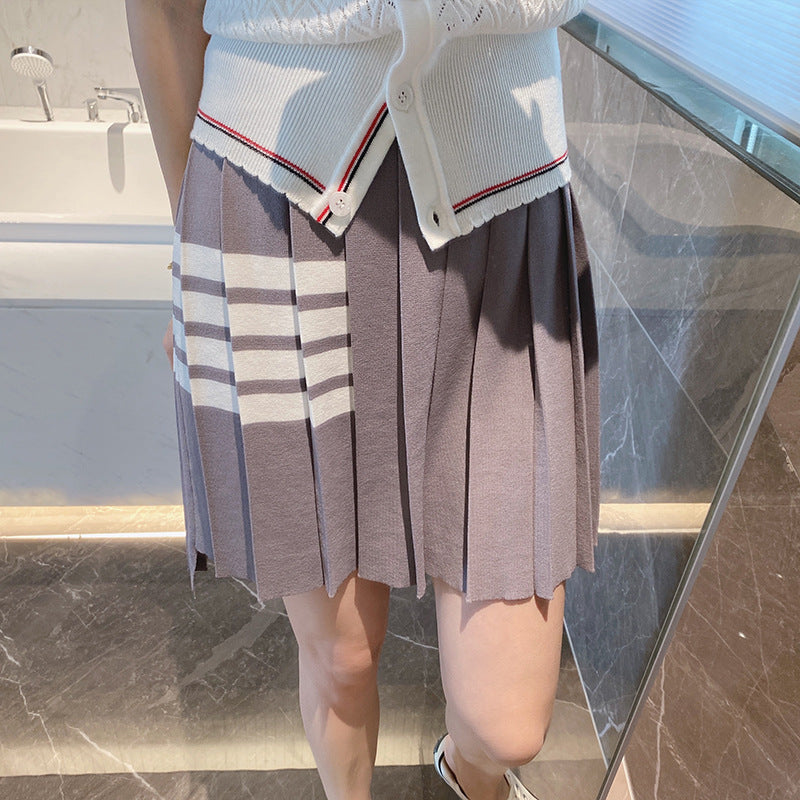 Thom BrowneWomen's Knitted Pleated Cotton Skirt with Button Front