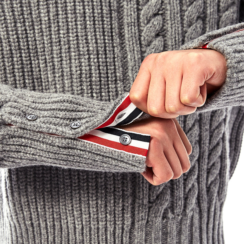 Thom BrowneMen's Classic Zip-Up Jacket with Signature Grosgrain Detail