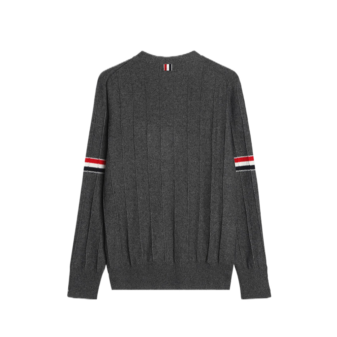 Thom BrowneMen's Classic V-Neck Knitted Cardigan with 4-Bar Sleeve Detail
