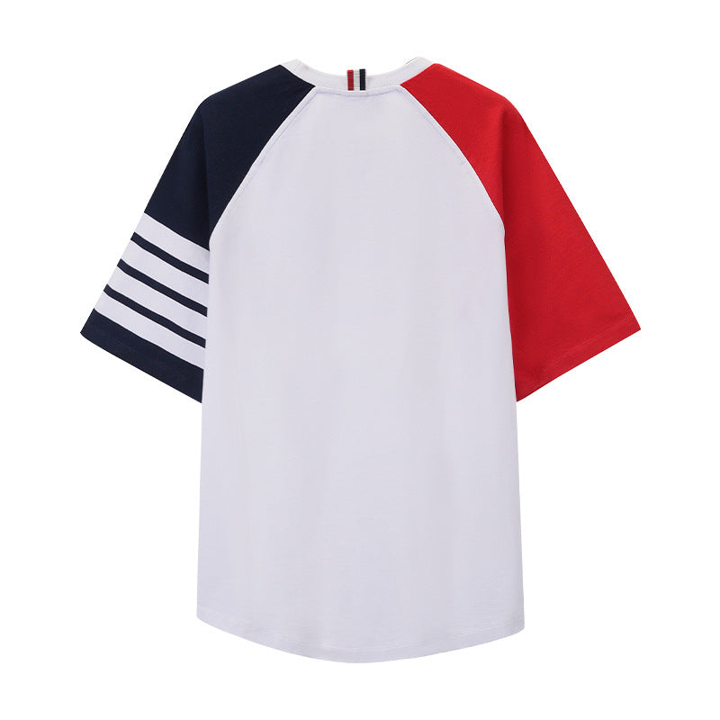 Thom BrowneColor Block Polo Shirt - 4-Bar Casual Polo with Button Detail