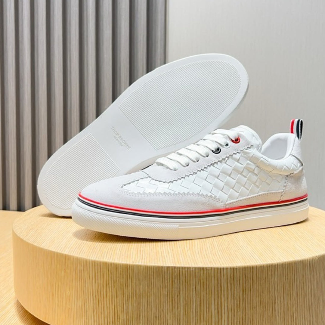 Thom BrowneClassic Leather Sneakers with Signature Grosgrain Buckle - Premium Craftsmanship