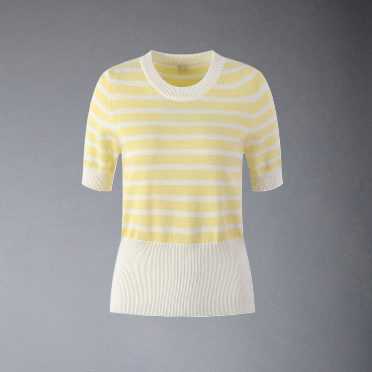 Thom BrowneWomen's Striped T-Shirt - Grosgrain Trim Detail