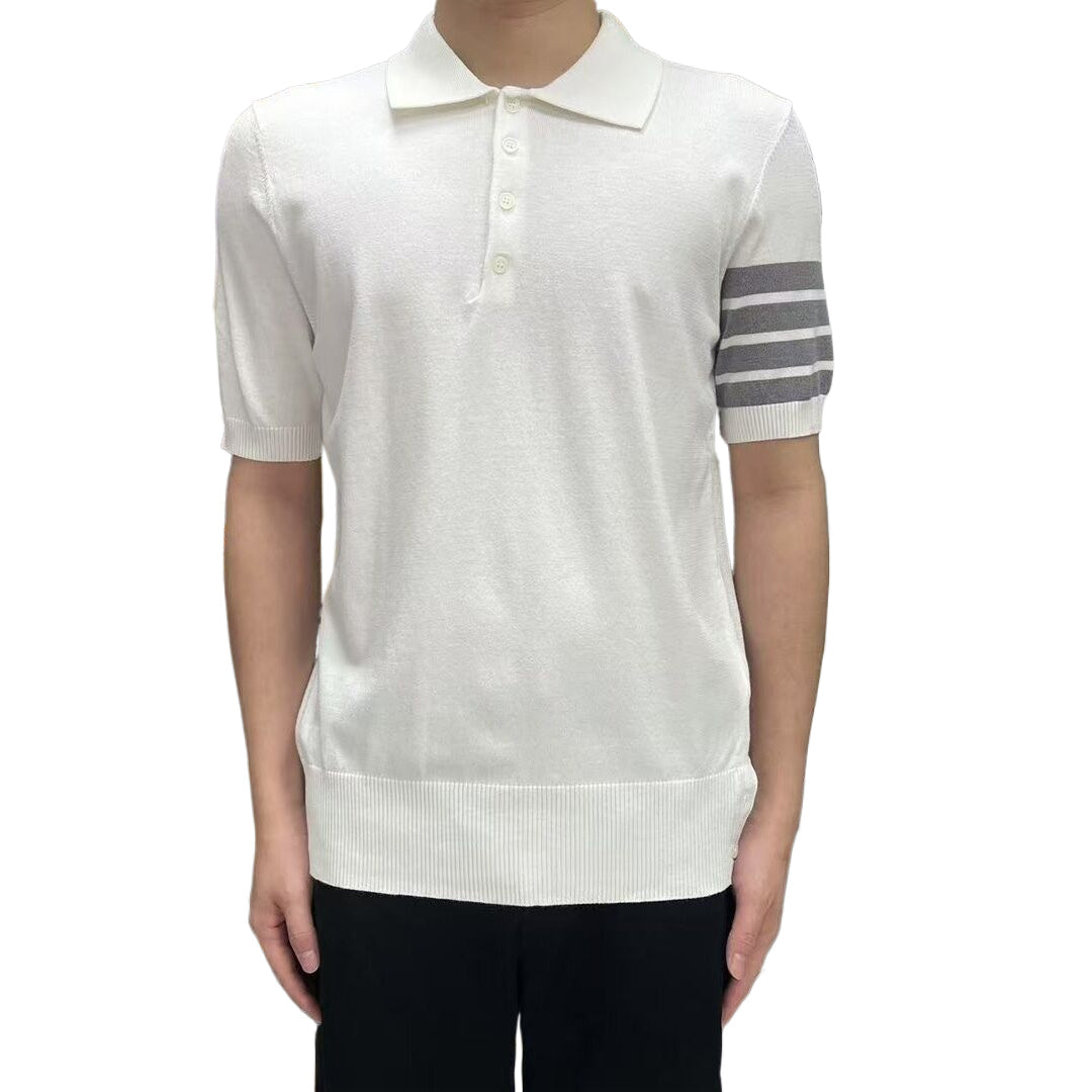 Thom BrowneMen's Nautical Knit Polo Shirt | 4-Bar Detail | Heritage Grosgrain