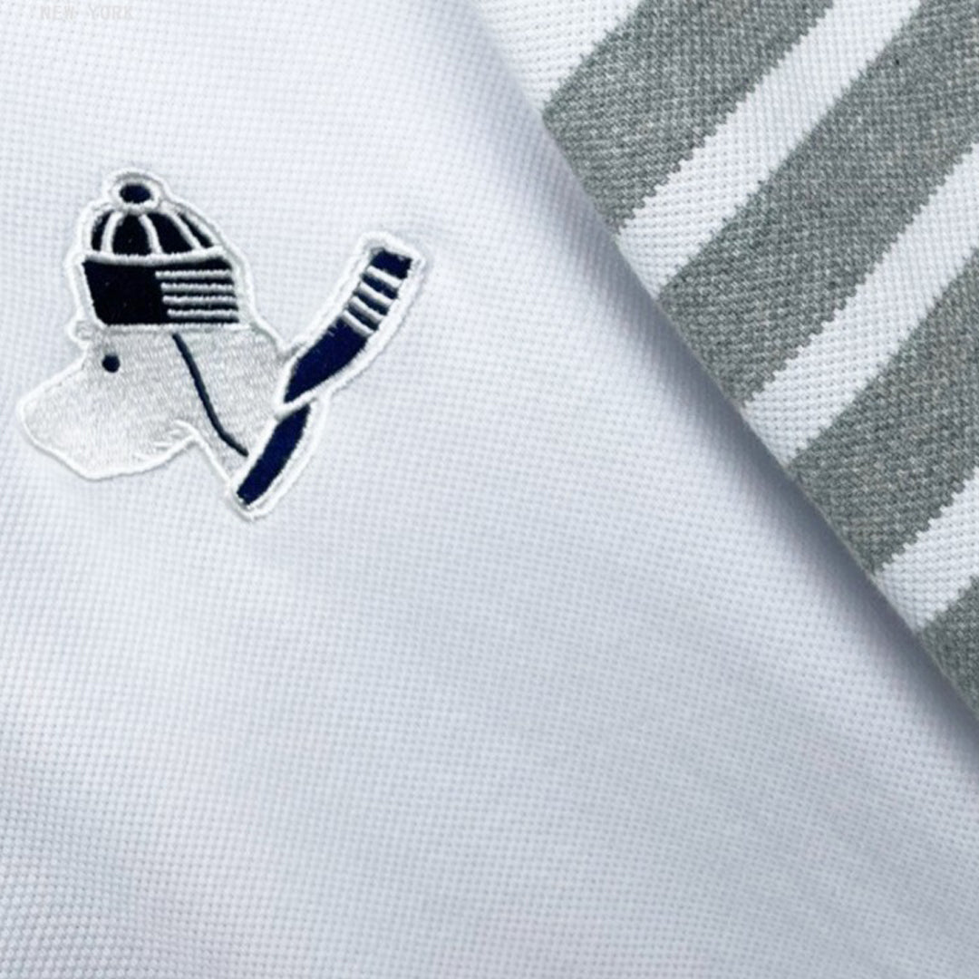 Thom BrowneMen's Embroidered T-Shirt | Signature Grosgrain Detail | Timeless Cut