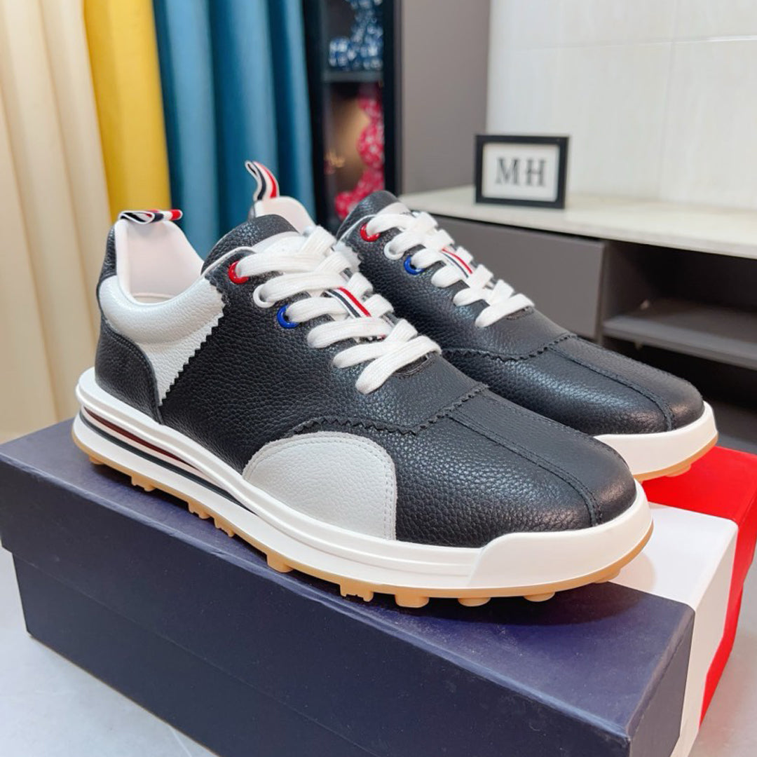 Thom BrownePremium Handcrafted Leather Sneakers with Grosgrain Buckle - Essential Style