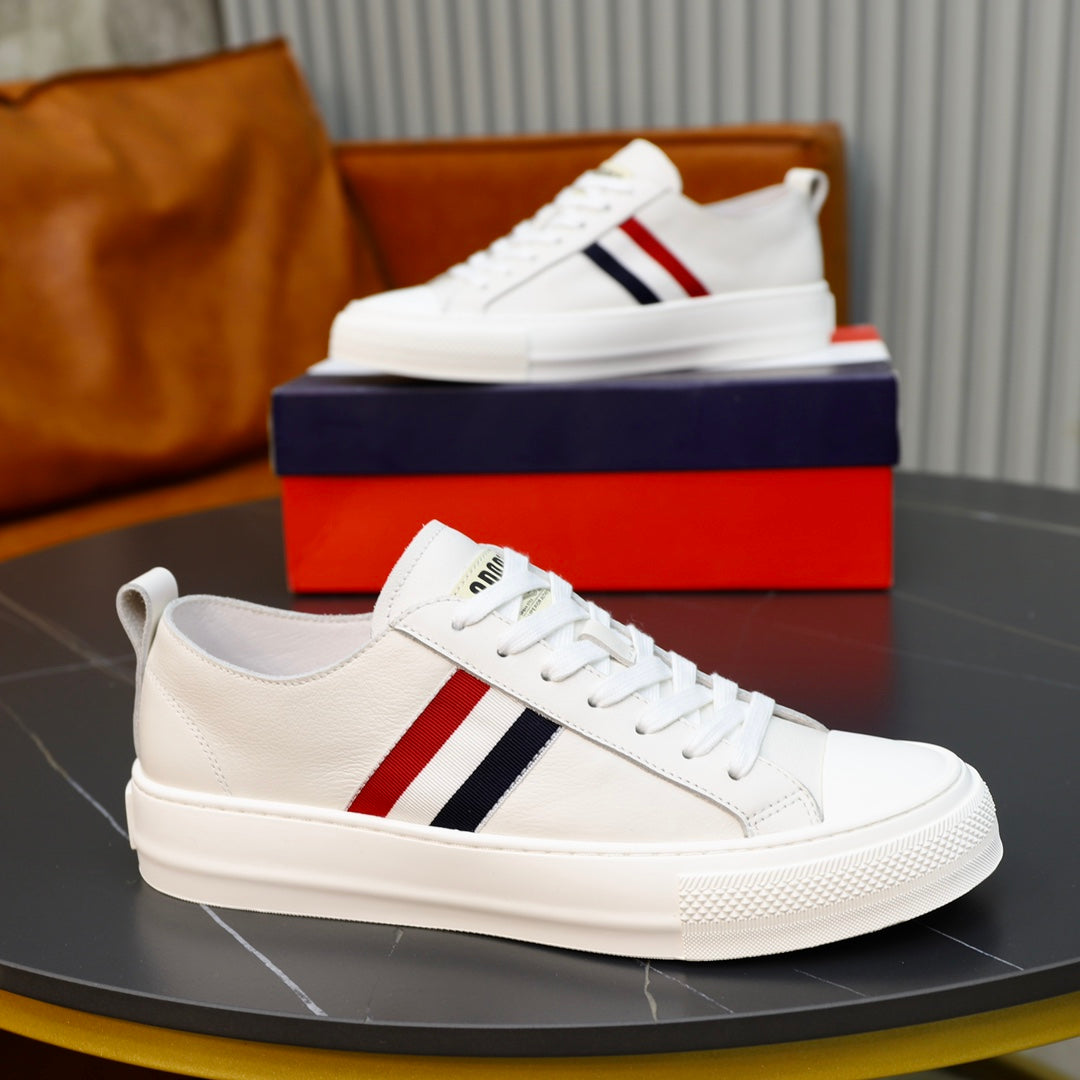 Thom BrowneMen's Classic Leather Sneakers - Premium Cowhide Low-Top Casual Shoes