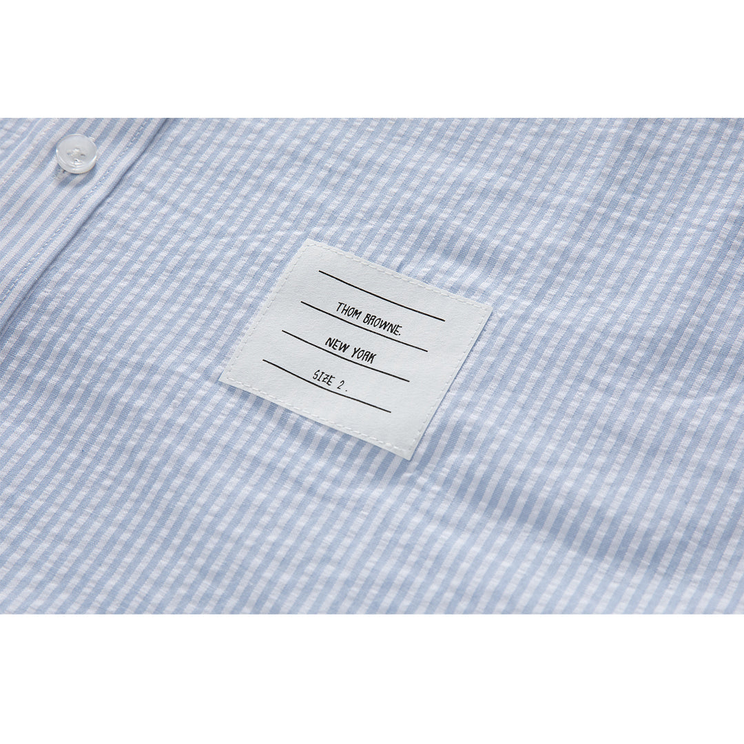 Men's Short Sleeve Oxford Shirt - 100% Cotton Striped Grosgrain Detail
