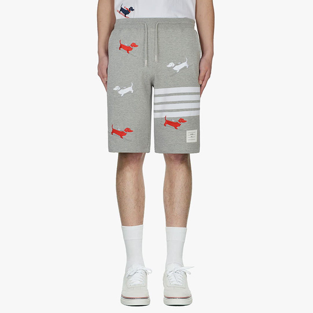 Thom BrowneMen's Embroidery Sports Shorts - 100% Cotton Made in Japan with 4-Bar Detail