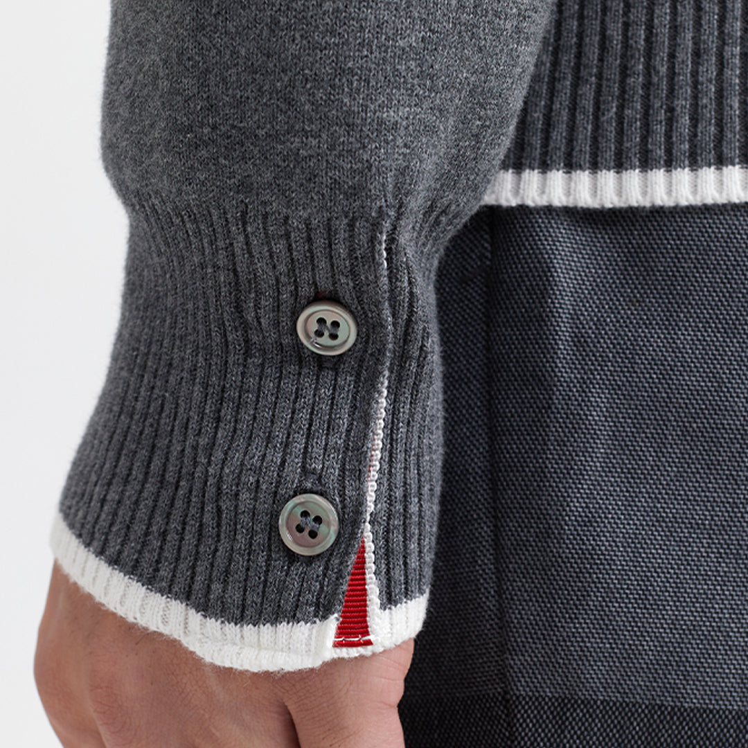 Thom BrowneMen's Classic V-Neck Knitted Cardigan with 4-Bar Sleeve Detail
