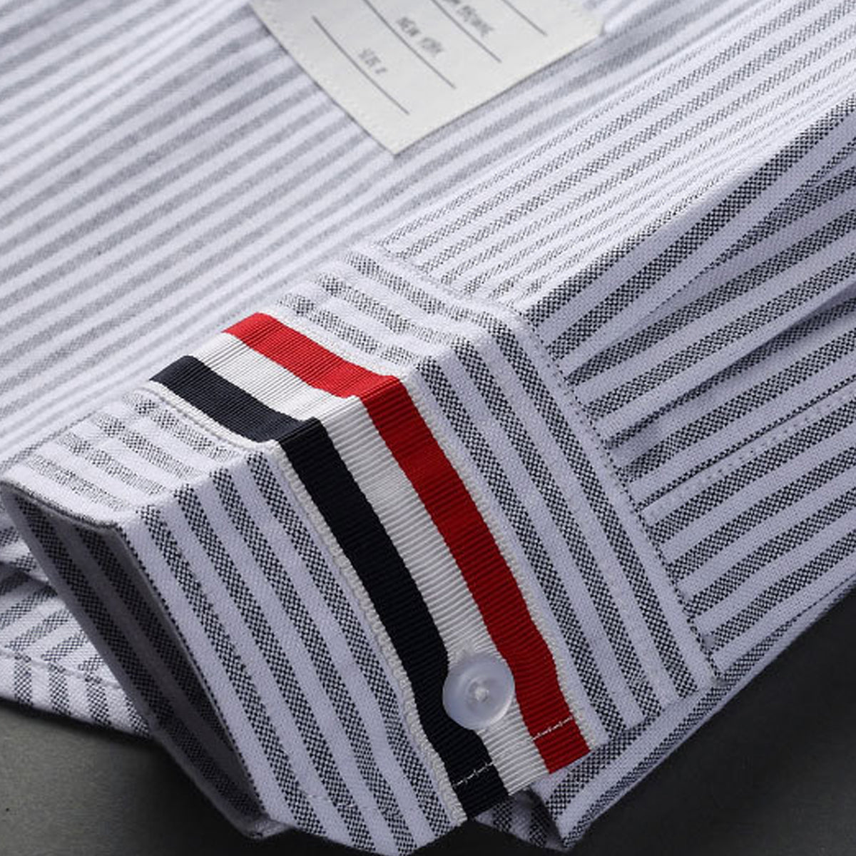 Thom BrownePremium 4-Bar Embroidered Oxford Elastic Shirt