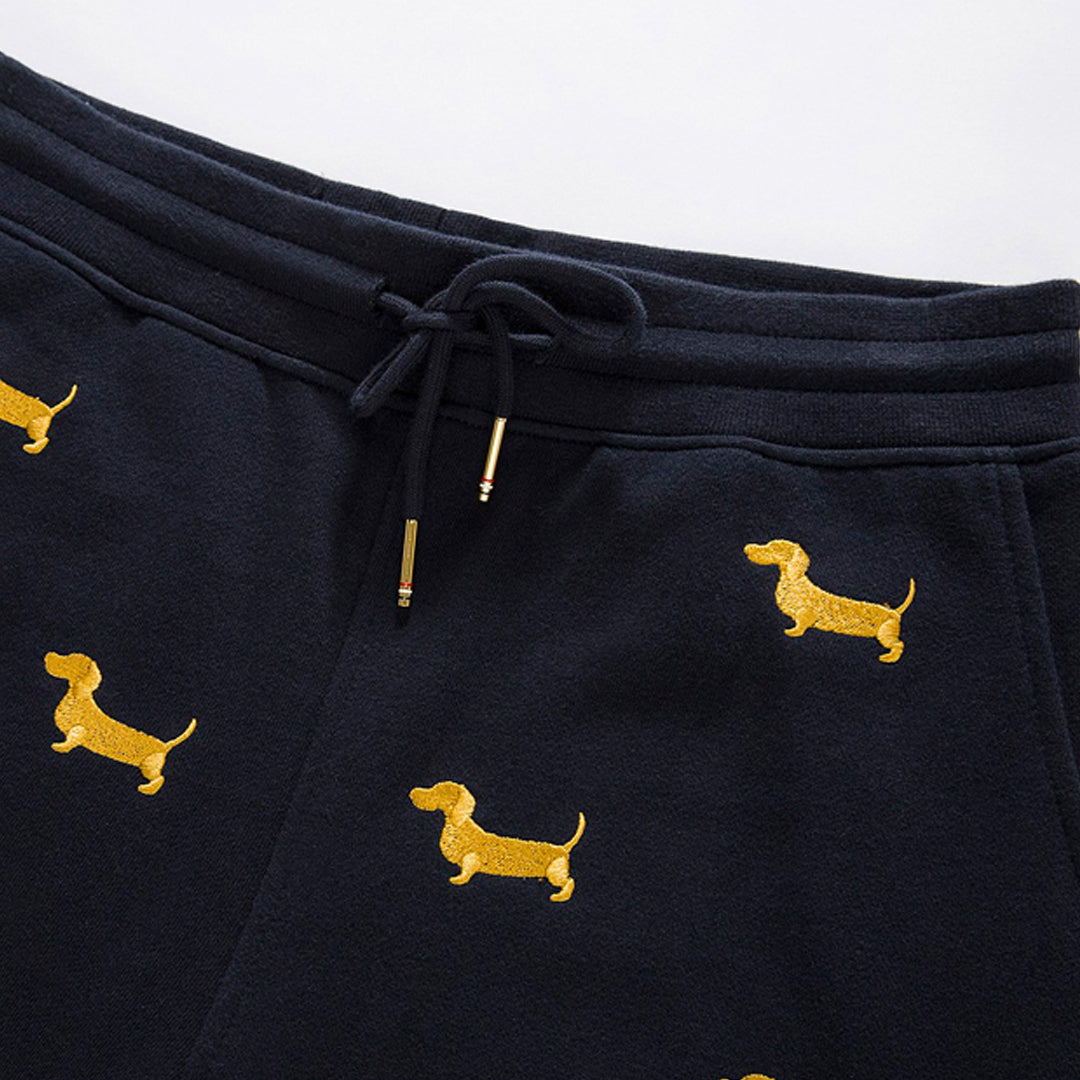 Thom BrowneMen's Embroidery Shorts - 100% Cotton Made in Japan with 4-Bar Detail