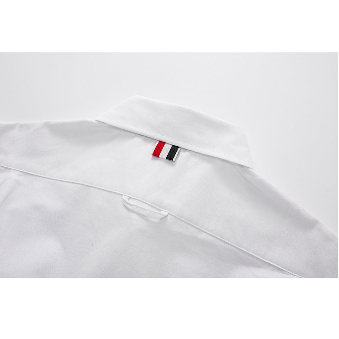 Thom BrowneMen's Business Oxford Shirt - 100% Cotton Button-Front Dress Shirt
