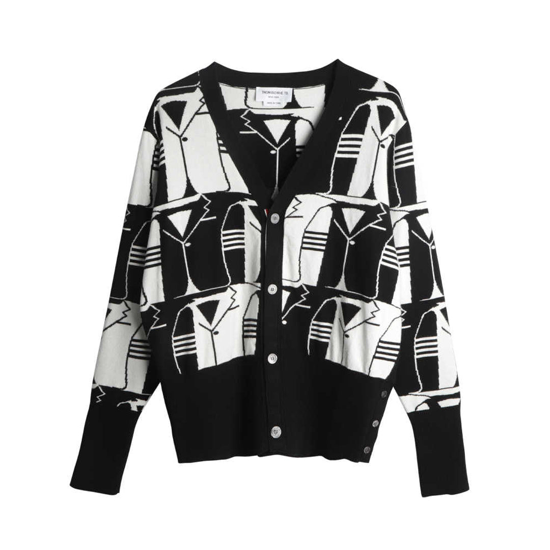 Men's Classic V-Neck Knitted Cardigan with 4-Bar Sleeve Detail