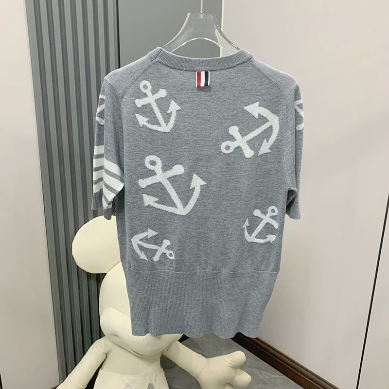 Thom BrowneWomen's Anchor Motif Cotton Sweater - Japanese Craftsmanship