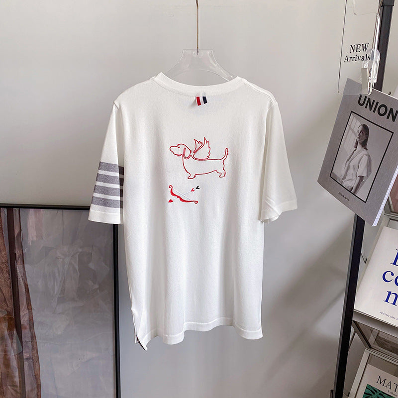 Thom BrowneWomen's Cartoon Graphic Cotton T-Shirt - Japanese Craftsmanship