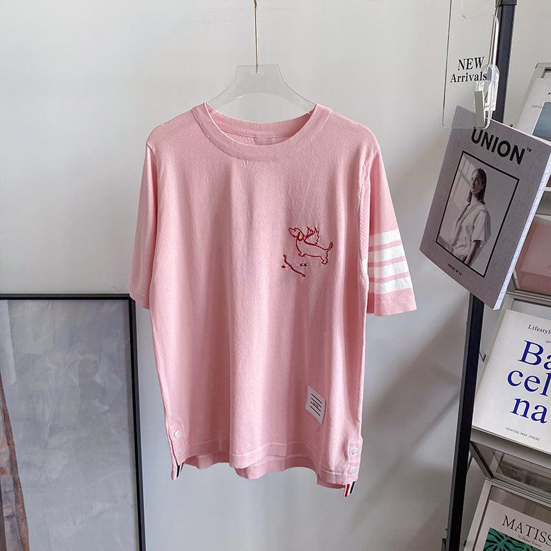 Thom BrowneWomen's Cartoon Graphic Cotton T-Shirt - Japanese Craftsmanship