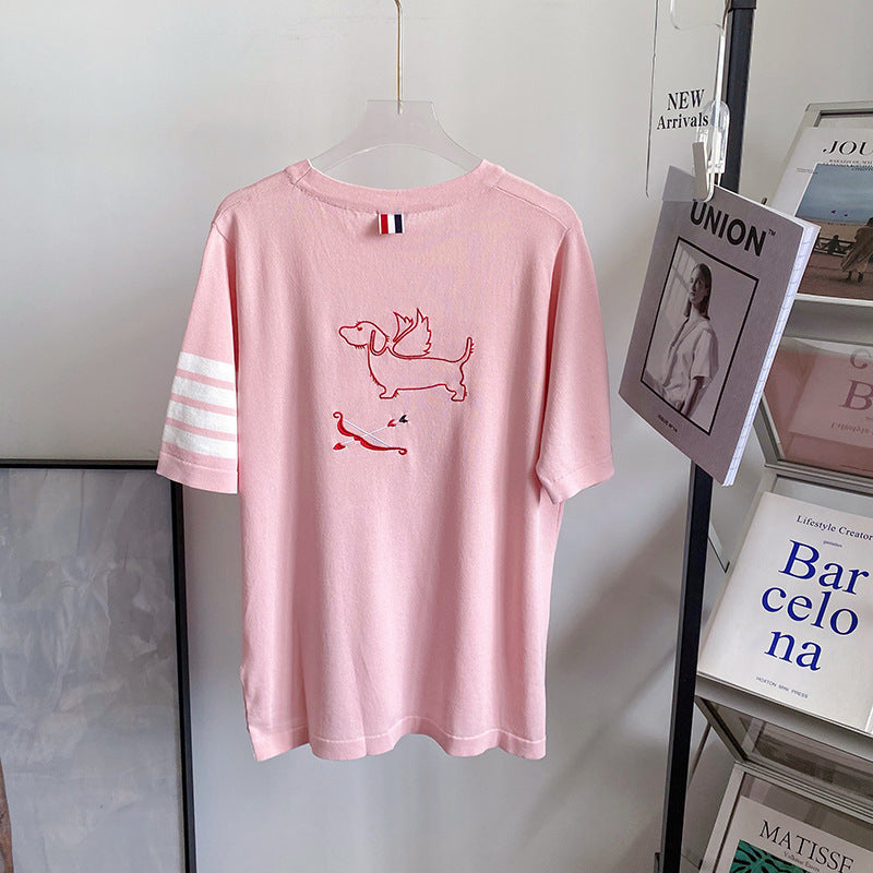 Thom BrowneWomen's Cartoon Graphic Cotton T-Shirt - Japanese Craftsmanship