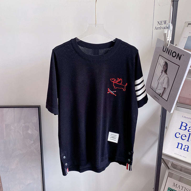 Thom BrowneWomen's Cartoon Graphic Cotton T-Shirt - Japanese Craftsmanship