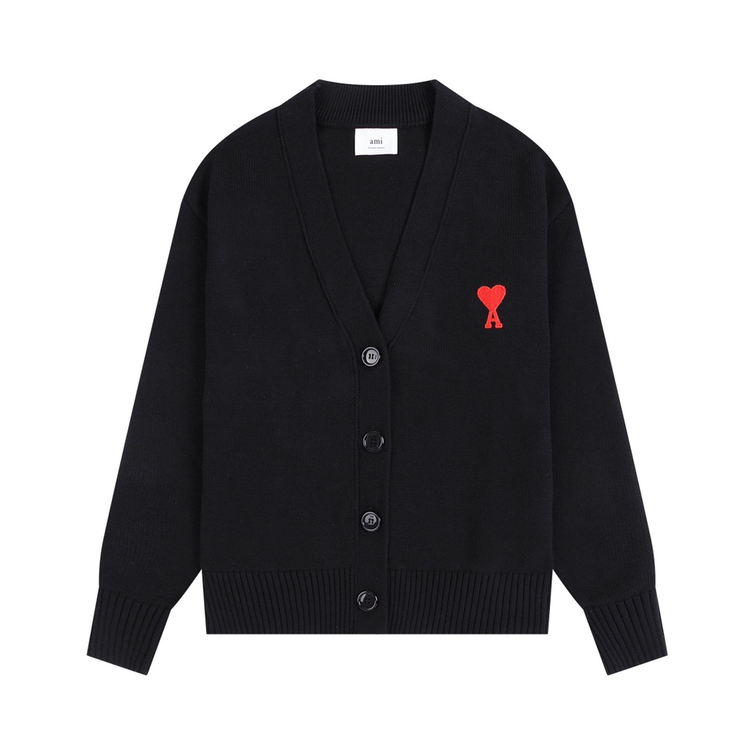 AMI PARISCotton and Wool Knitted Cardigan