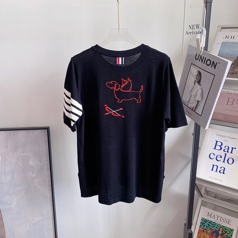 Thom BrowneWomen's Cartoon Graphic Cotton T-Shirt - Japanese Craftsmanship