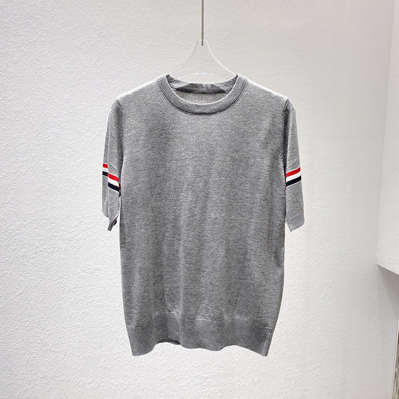 Thom BrowneWomen's Crew Neck Cotton T-Shirt - Japanese Craftsmanship