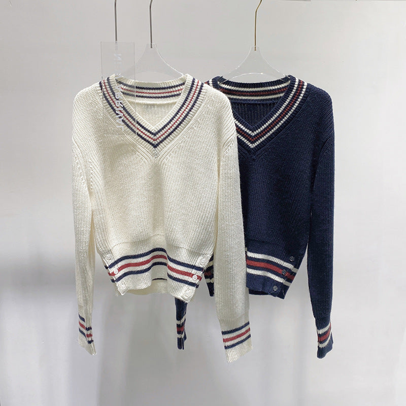 Thom BrowneWomen's Wool Cotton Knit Sweater - Button Front