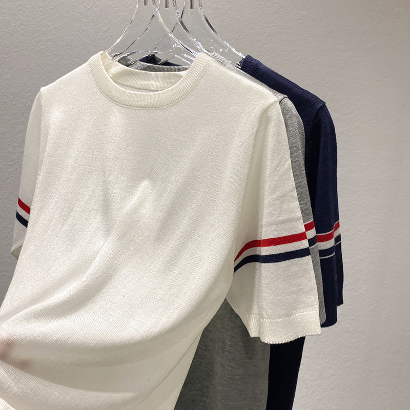 Thom BrowneWomen's Crew Neck Cotton T-Shirt - Japanese Craftsmanship