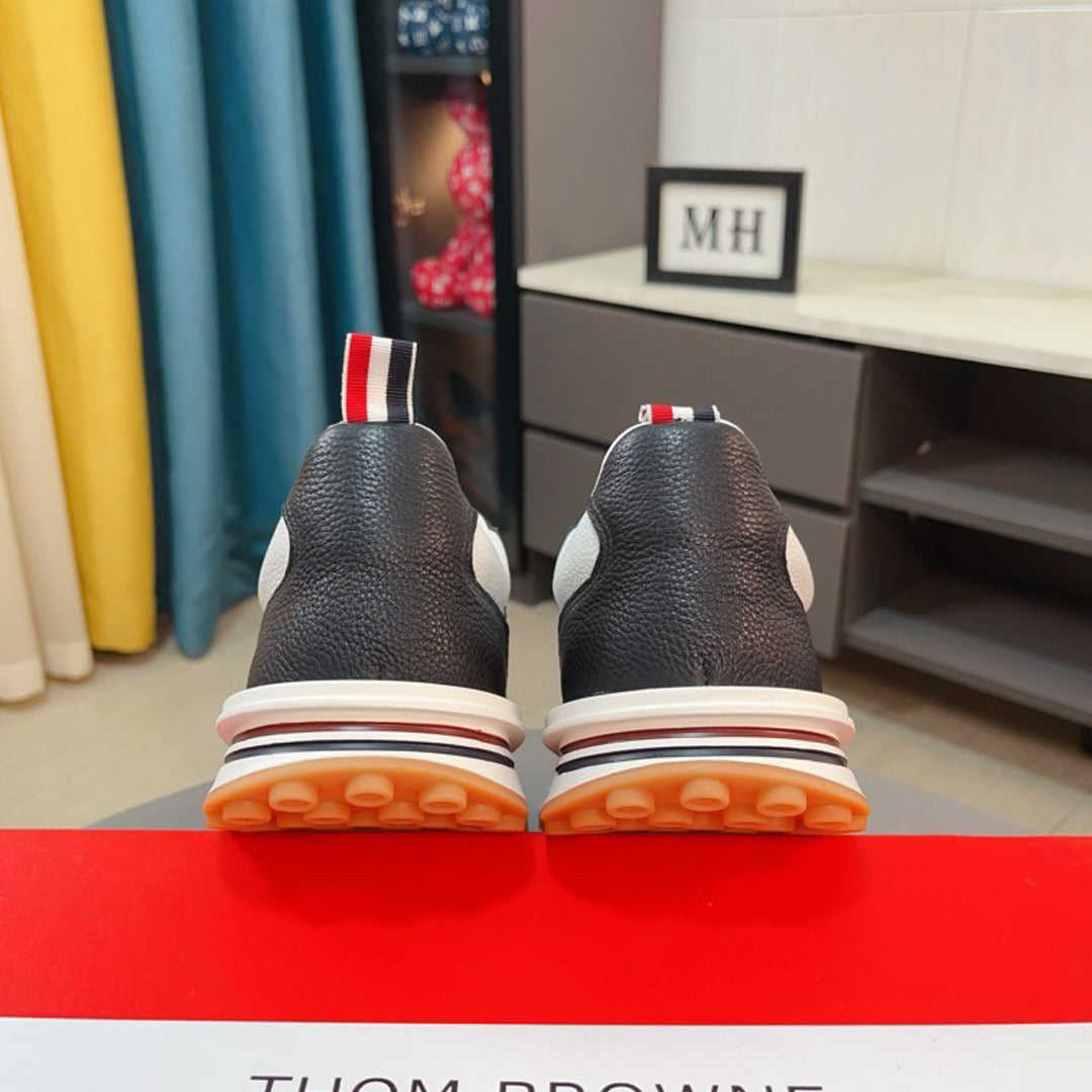 Thom BrownePremium Handcrafted Leather Sneakers with Grosgrain Buckle - Essential Style