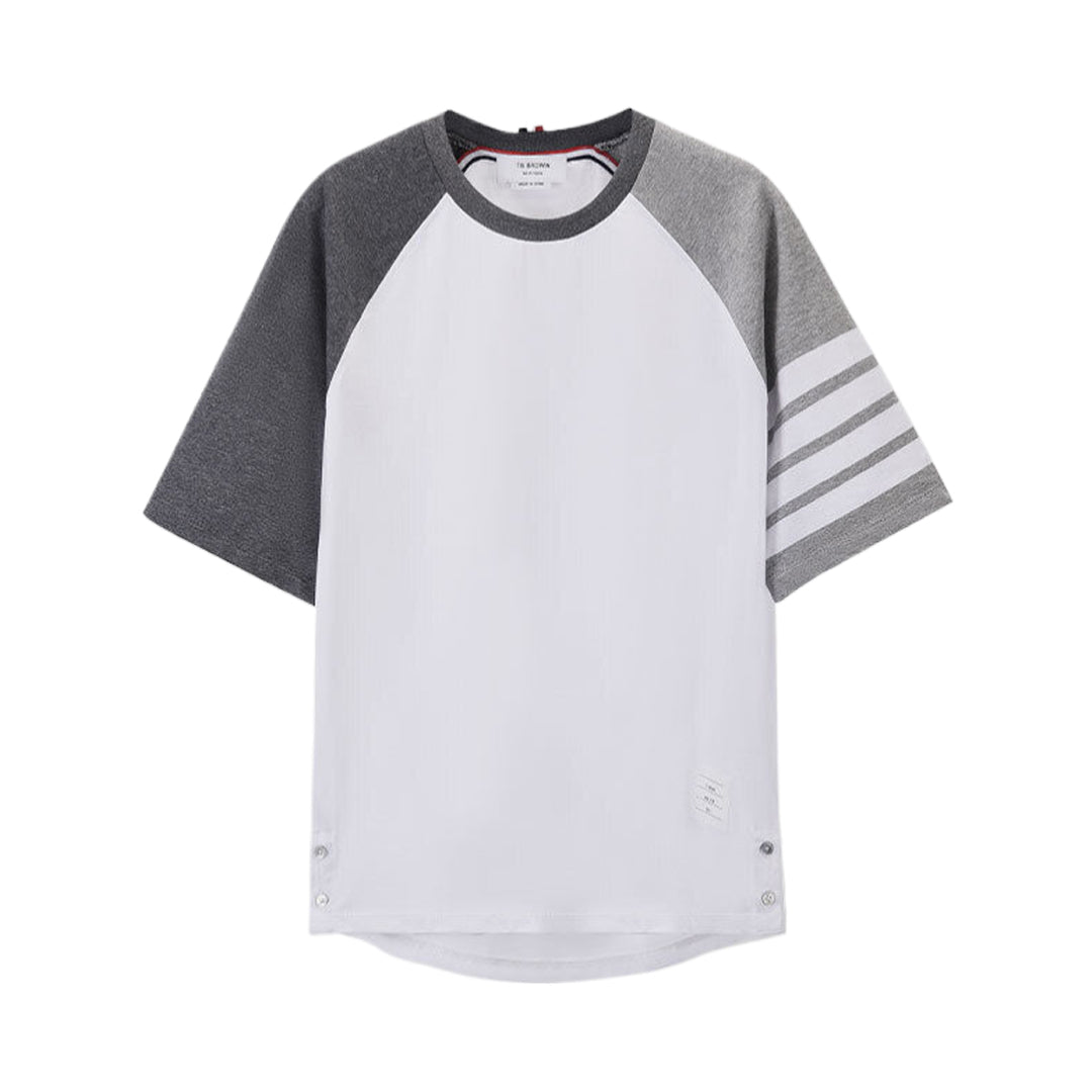 Thom BrowneColor Block Polo Shirt - 4-Bar Casual Polo with Button Detail