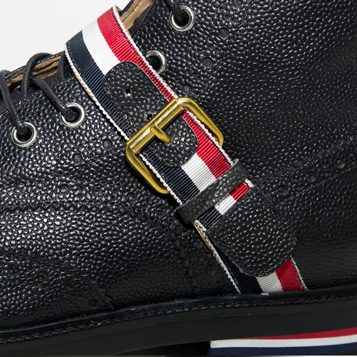 Thom BrowneMen's Top-Tier Premium Leather Dress Shoes with Grosgrain Buckle - Superior Quality