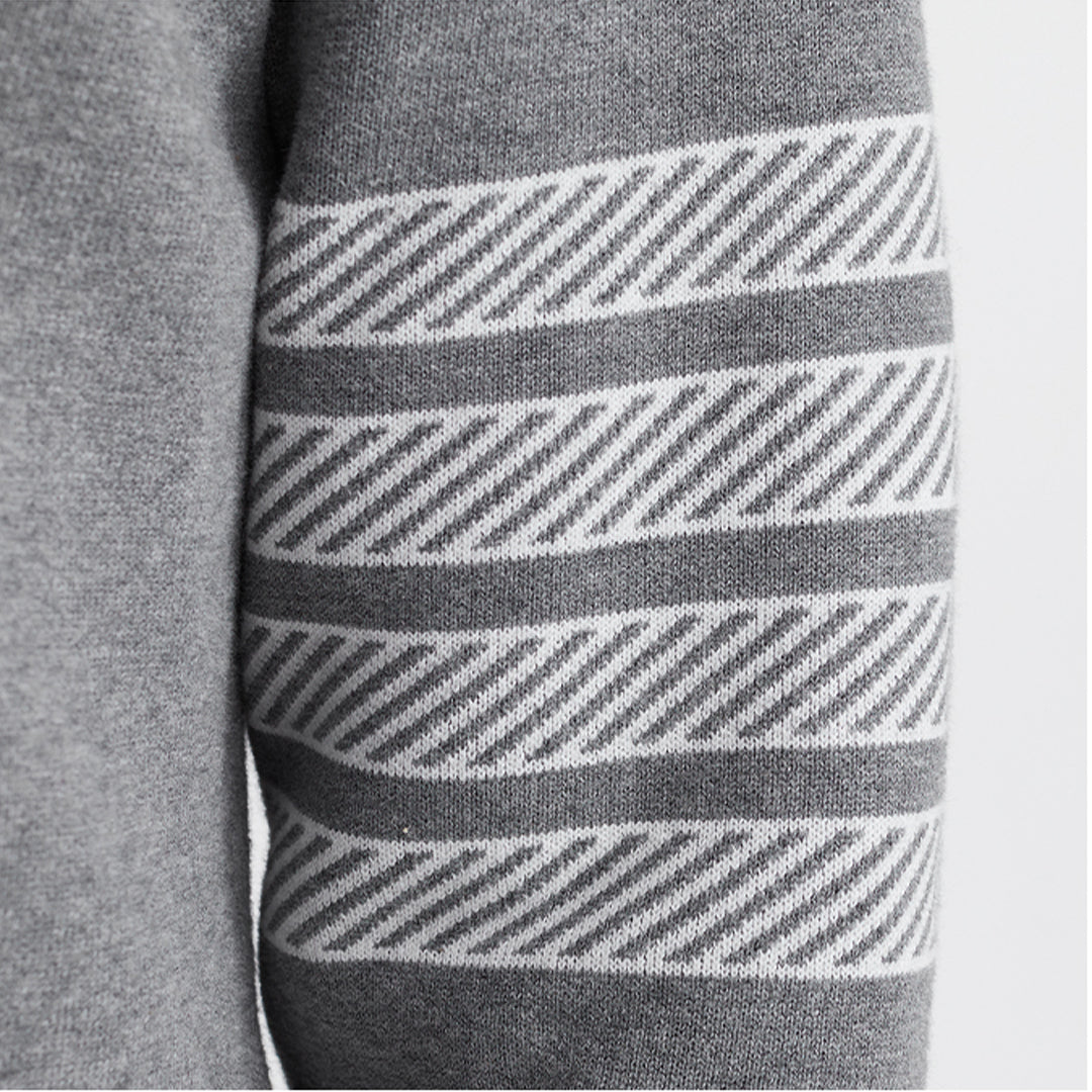 Thom BrowneMen's Classic Crew Neck Merino Wool Sweater with 4-Bar Detail