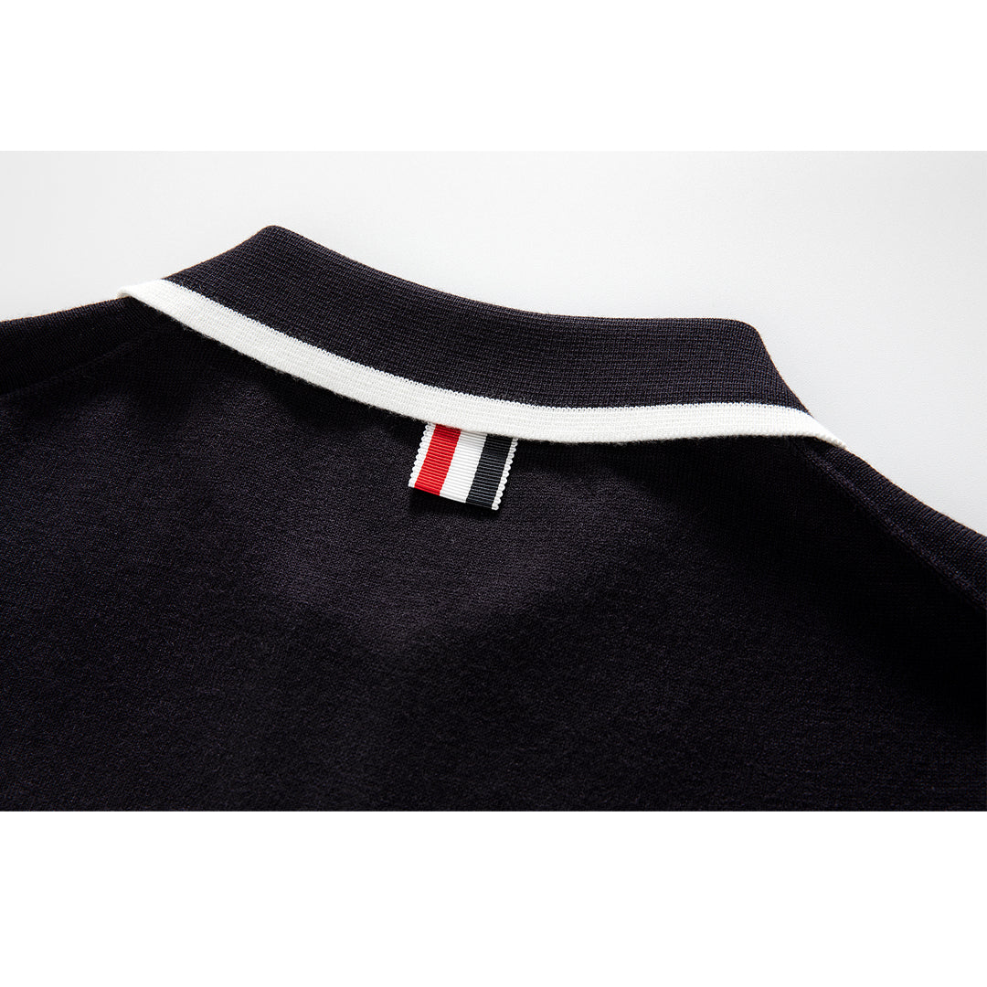 Thom BrowneMen's Contrast Stripe Polo Shirt | 4-Bar Detail | Heritage Grosgrain