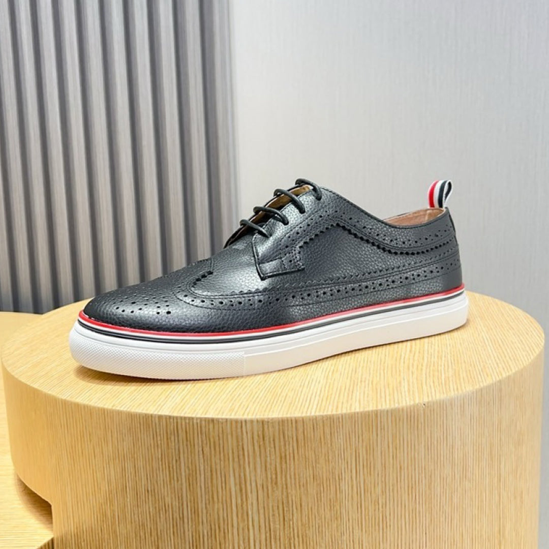 Thom BrownePremium Leather Sneakers with Grosgrain Buckle - Three Color Options