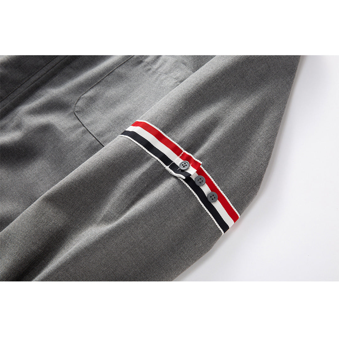 Thom Browne4-Bar Double Armband Jacket with Signature Grosgrain Detail