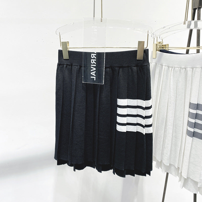 Thom BrowneWomen's Knitted Pleated Cotton Skirt with Button Front