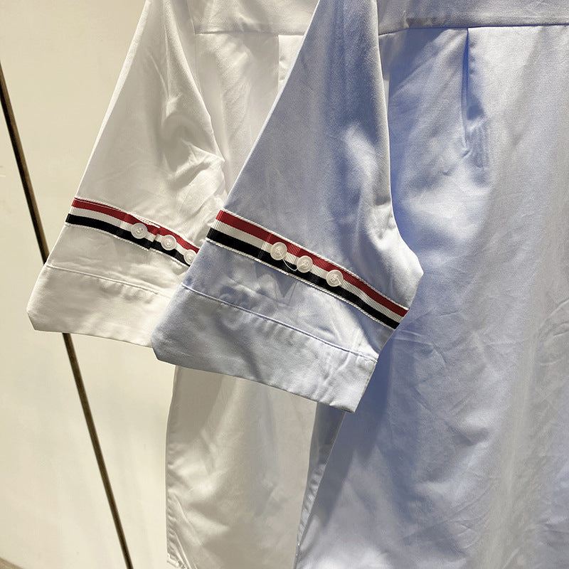 Thom BrowneWomen's Short Sleeve Cotton Shirt - Japanese Craftsmanship