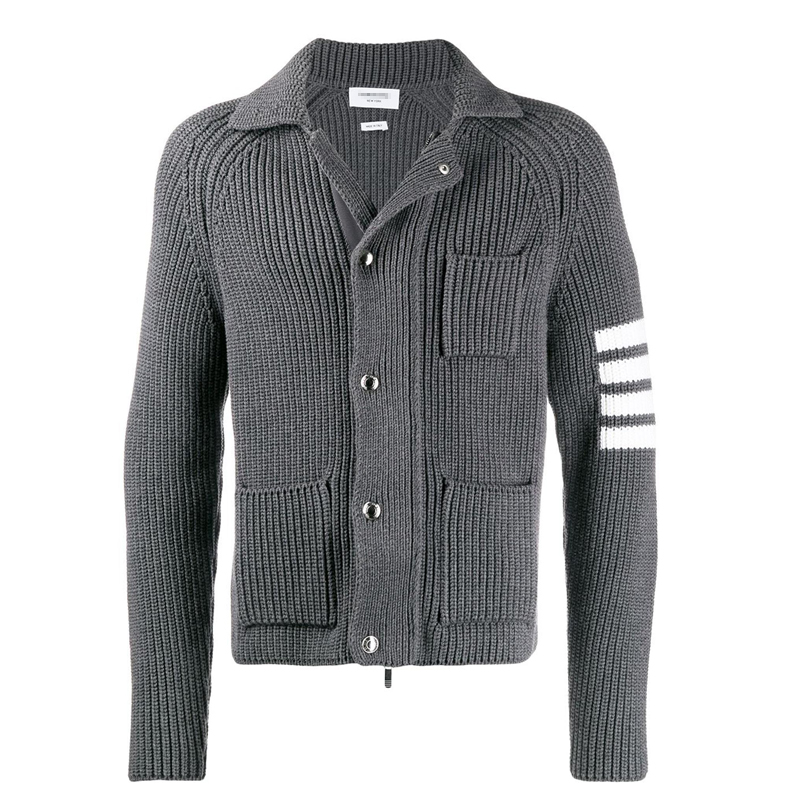 Thom BrowneMen's Classic Zip-Up Hooded Sweater with Drawstring