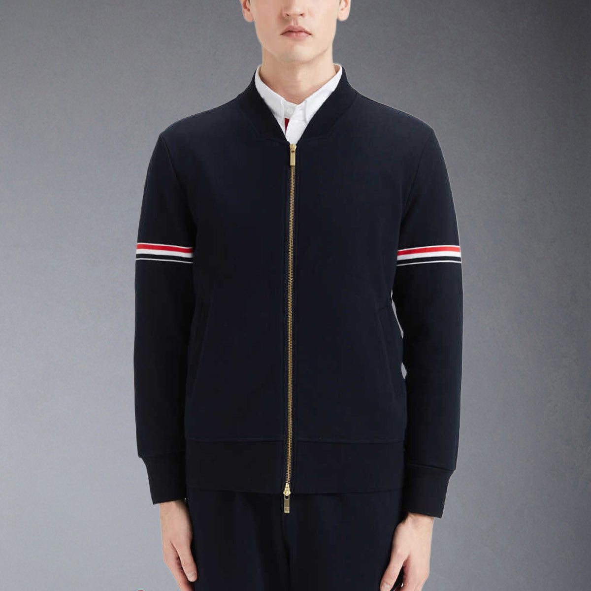 Thom Browne4-Bar Men's Embroidered Hoodie - Premium Zip-Up Sweatshirt
