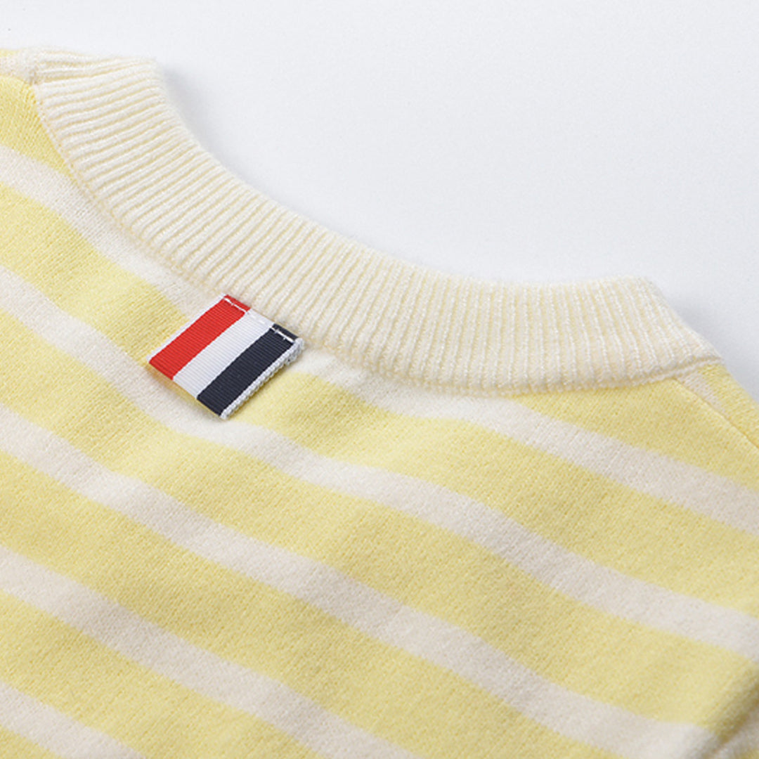 Thom BrowneWomen's Striped T-Shirt - Grosgrain Trim Detail