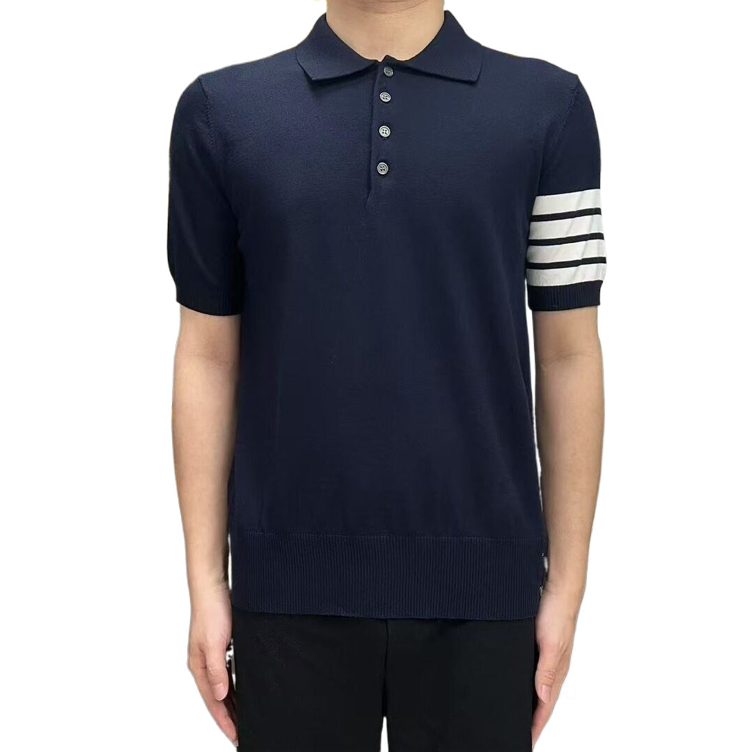 Thom BrowneMen's Nautical Knit Polo Shirt | 4-Bar Detail | Heritage Grosgrain