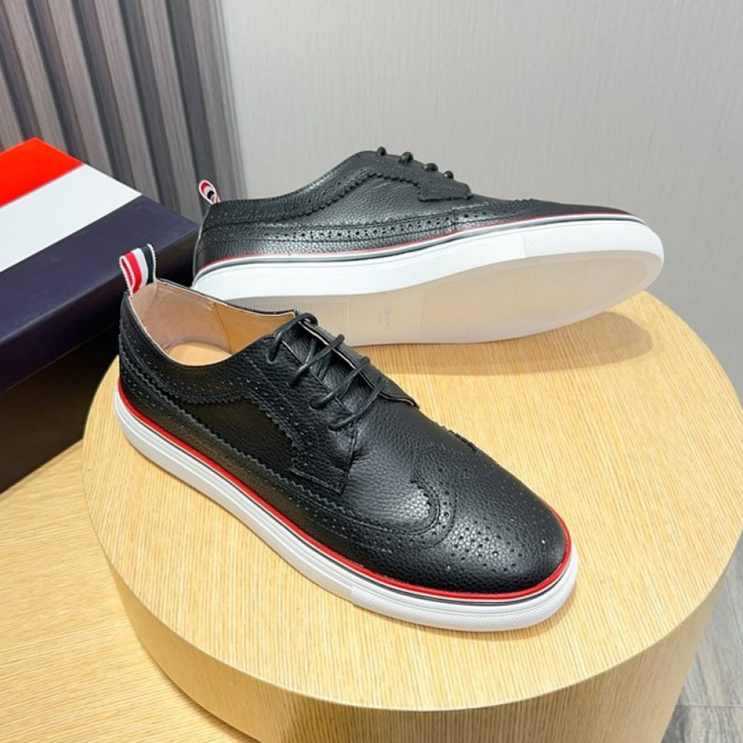 Thom BrownePremium Leather Sneakers with Grosgrain Buckle - Three Color Options