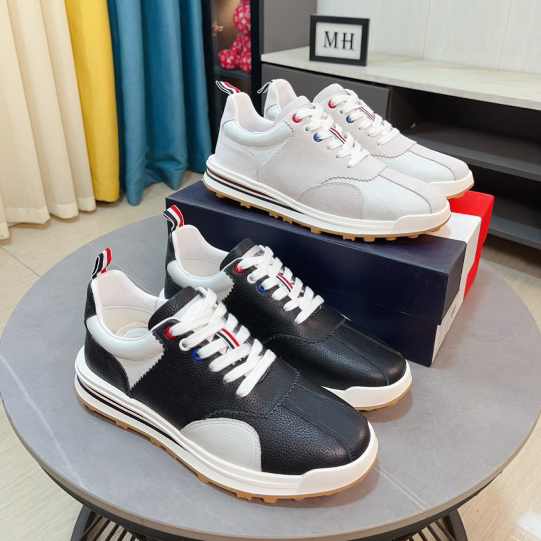 Thom BrownePremium Handcrafted Leather Sneakers with Grosgrain Buckle - Essential Style