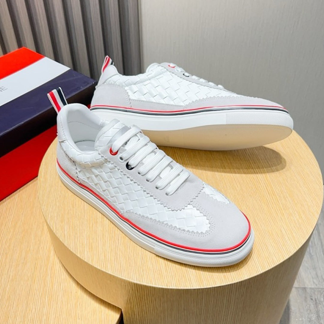 Thom BrowneClassic Leather Sneakers with Signature Grosgrain Buckle - Premium Craftsmanship