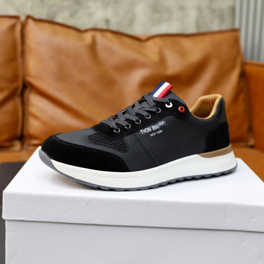 Thom BrowneMen's Classic Leather Sneakers - Premium Cowhide Low-Top Casual Shoes