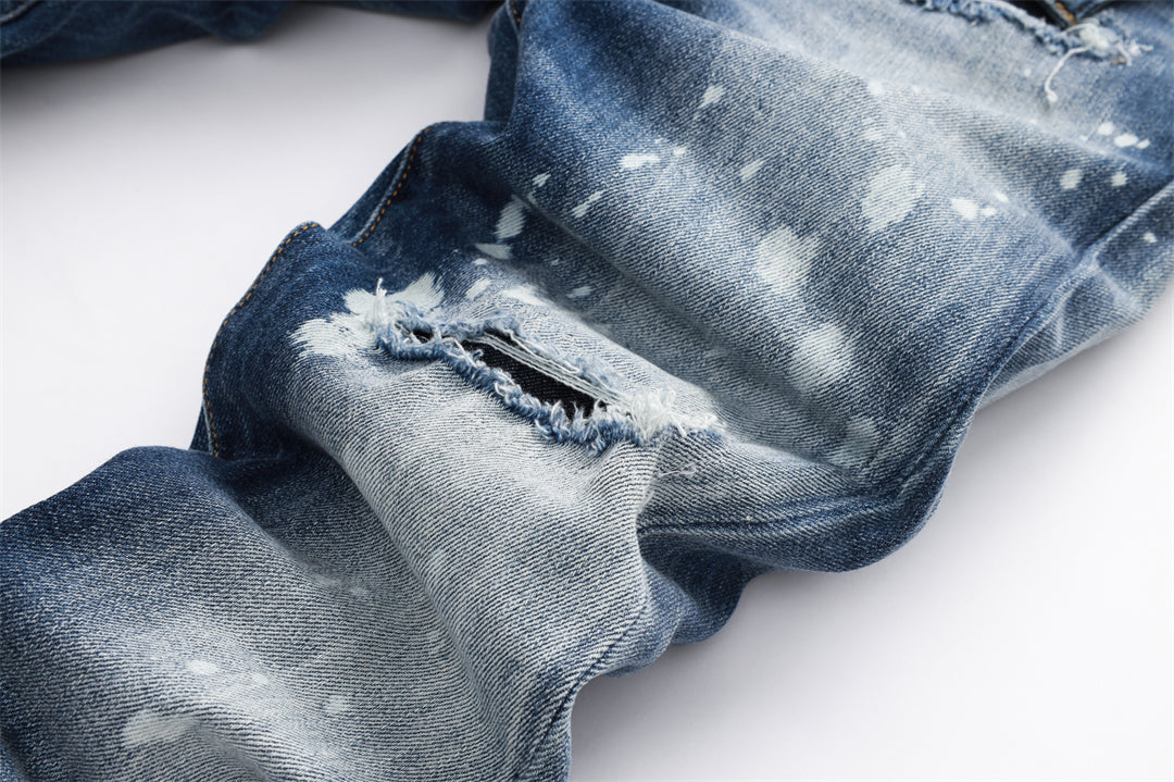 DSQ2 Men's Slim Fit Ripped Jeans – Dark Wash Distressed Denim