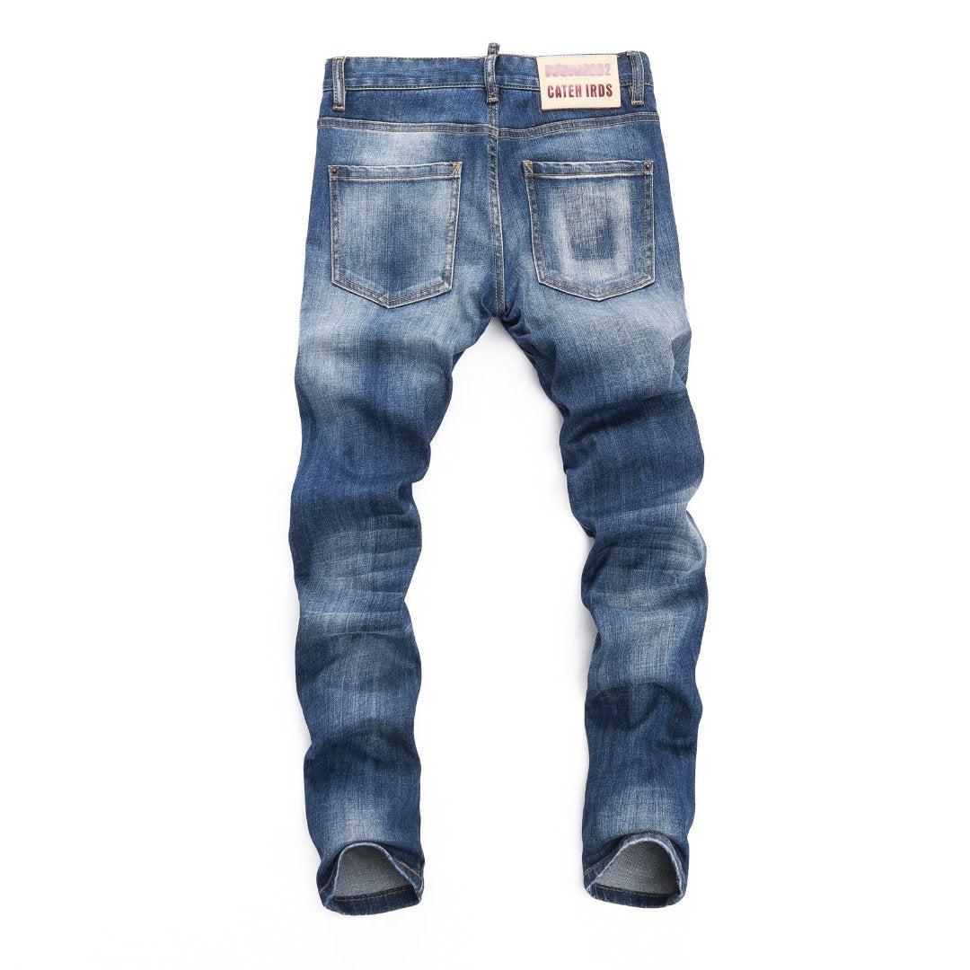 DSQ2 Men's Slim Fit Blue Jeans – Dark Wash Stretch Denim