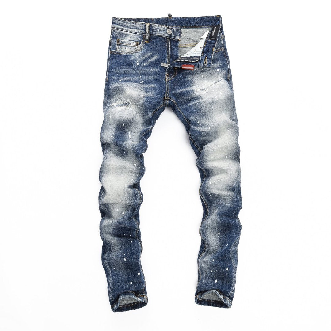 DSQ2 Men's Slim Fit Jeans – Dark Wash Stretch Denim with Logo Label